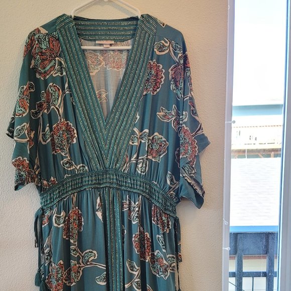Knox Rose Teal and Red Floral Maxi Dress - Picture 12 of 15